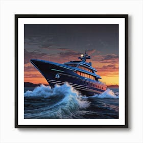 Yacht At Sunset Art Print