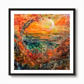 Sunset At The Beach Art Print