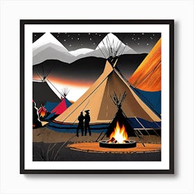 Teepees At Night 23 Art Print