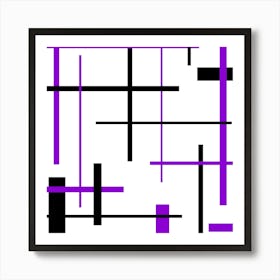 Purple And Black Squares Art Print