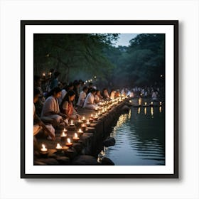 A Spiritual Light Festival Imbued With The Essence Of Faith Glow Of Sacred Lanterns Adorning An Anc (6) Art Print