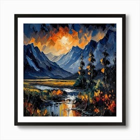 Sunset In The Mountains 2 Art Print