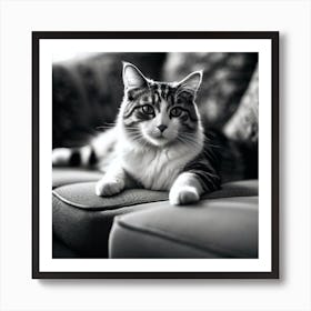 Black And White Cat 27 Art Print