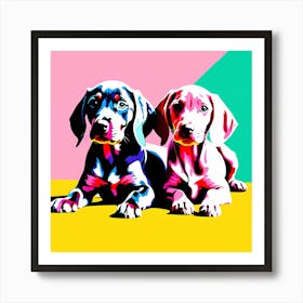 Weimaraner Pups, This Contemporary art brings POP Art and Flat Vector Art Together, Colorful Art, Animal Art, Home Decor, Kids Room Decor, Puppy Bank - 109th Art Print