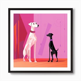 Two Dogs In A Room Art Print