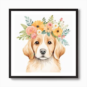 Floral Baby Dog Nursery Illustration (3) Art Print