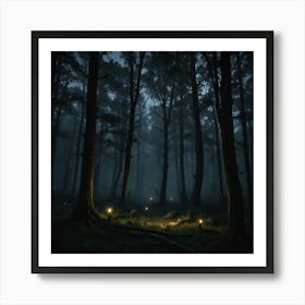 Dark Forest At Night 4 Art Print
