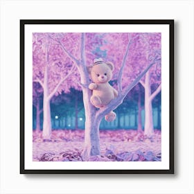 Teddy Bear In The Tree 1 Art Print