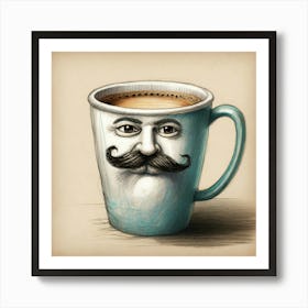 Coffee Cup With Mustache 6 Art Print