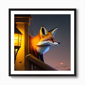 Fox In The Night Art Print