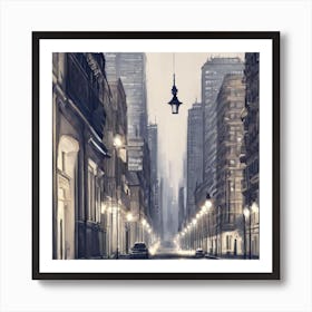 Dark City Street London Art Print