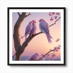 Pink Parrots Art Print