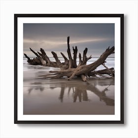 Driftwood On The Beach Art Print