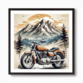 Motorcycle In The Mountains Art Print