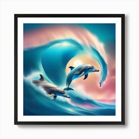 Dolphins In The Ocean Art Print