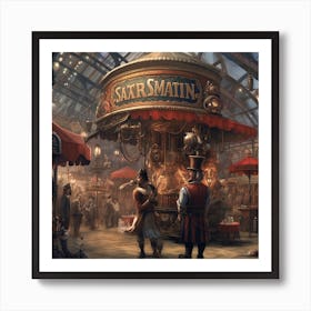 Armadiler Venture Into A Bustling Steampunk Market Where Exotic 4ac27537 C15d 4e11 A20b D8ed0c1a7012 1 Art Print