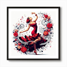 Line Art Flamenco Dancer 4 Art Print