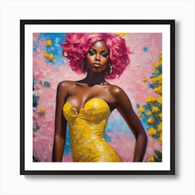 Lady With Pink Hair Art Print