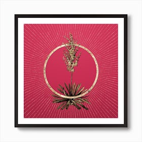 Gold Adam's Needle Glitter Ring Botanical Art on Viva Magenta n.0216 Art Print