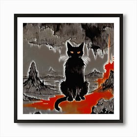 Cat On Fire Art Print