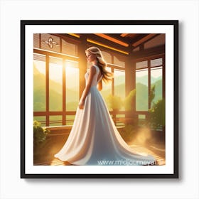 Beautiful Bride In A White Dress Art Print