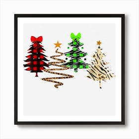 Merry Christmas Tree Leopard Buffalo Plaid Trending Art Print