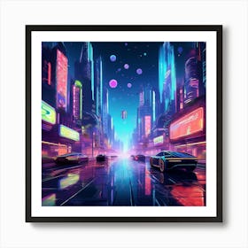 Cyberpunk Cityscape 1 Art Print