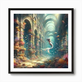 Mermaid Underwater paintings art print Affiche