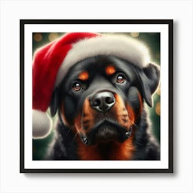 Dog in a Santa Hat 1 Print Art Print