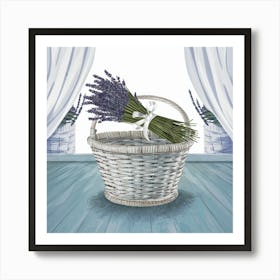 Lavender Bouquet In A Basket Art Print