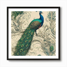 Peacock Wallpaper Art Print