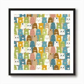 Pattern With Cartoon Animals 1 Art Print