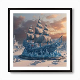 Beautiful ice sculpture in the shape of a sailing ship 9 Art Print