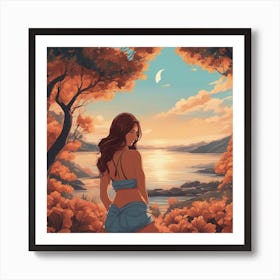 Happy Young Woman Enjoying solo trip Art Print