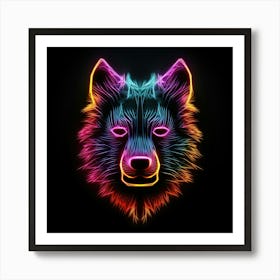 Neon Wolf Head 6 Affiche