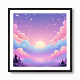 Sky With Twinkling Stars In Pastel Colors Square Composition 169 Art Print