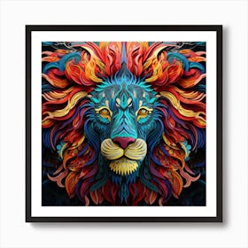 Colorful Lion Head Art Print