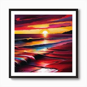 Sunset On The Beach 495 Art Print