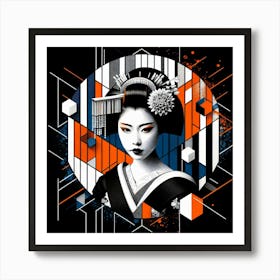 Geisha Minimal Portrait Art Print