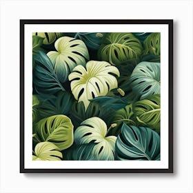Seamless Pattern Of Tropical Leaves Art Print