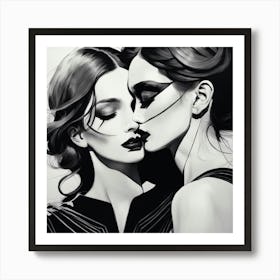 Two Women Kissing 1 Art Print