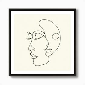 One Line Drawing Of A Woman'S Face Art Print