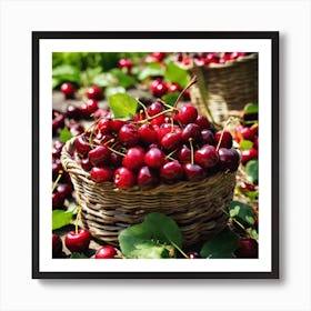 Cherry In Basket Art Print