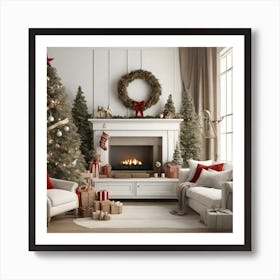 Christmas Living Room Art Print