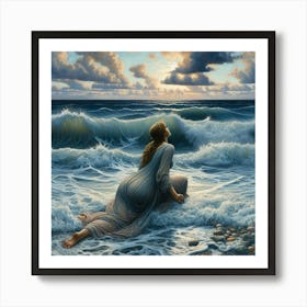 Woman In The Ocean 3 Art Print