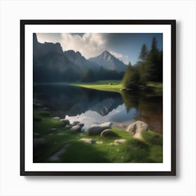 Mountain Lake - Lake Stock Videos & Royalty-Free Footage Art Print