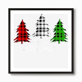 Merry Christmas Tree Buffalo Plaid Red White Green Light Top 1 Art Print