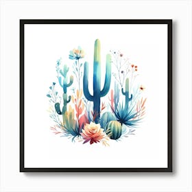 Watercolor Cactus 1 Art Print