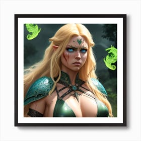 Elf Girl Warrior Art Print