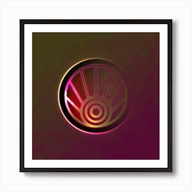 Geometric Neon Glyph on Jewel Tone Triangle Pattern 089 Art Print